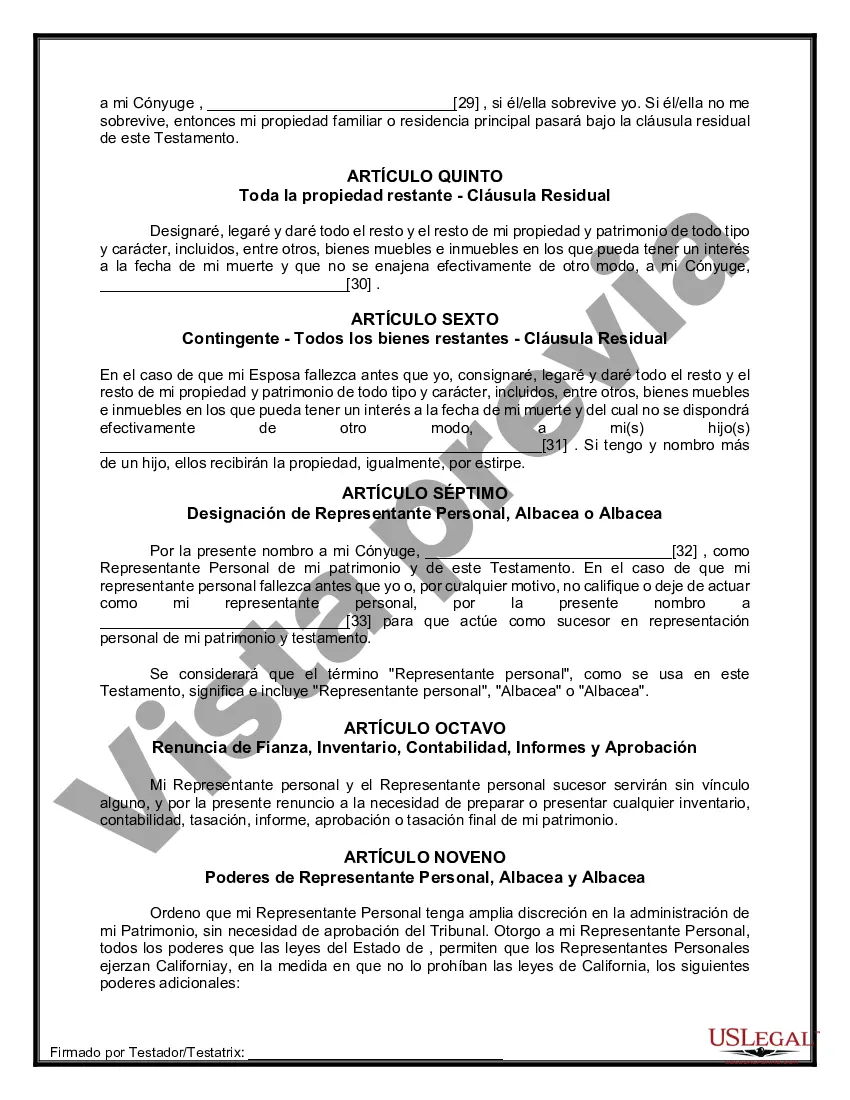 Preview Paquete de Voluntades Mutuas con Últimas Voluntades y Testamentos para Pareja Casada con Hijos Adultos