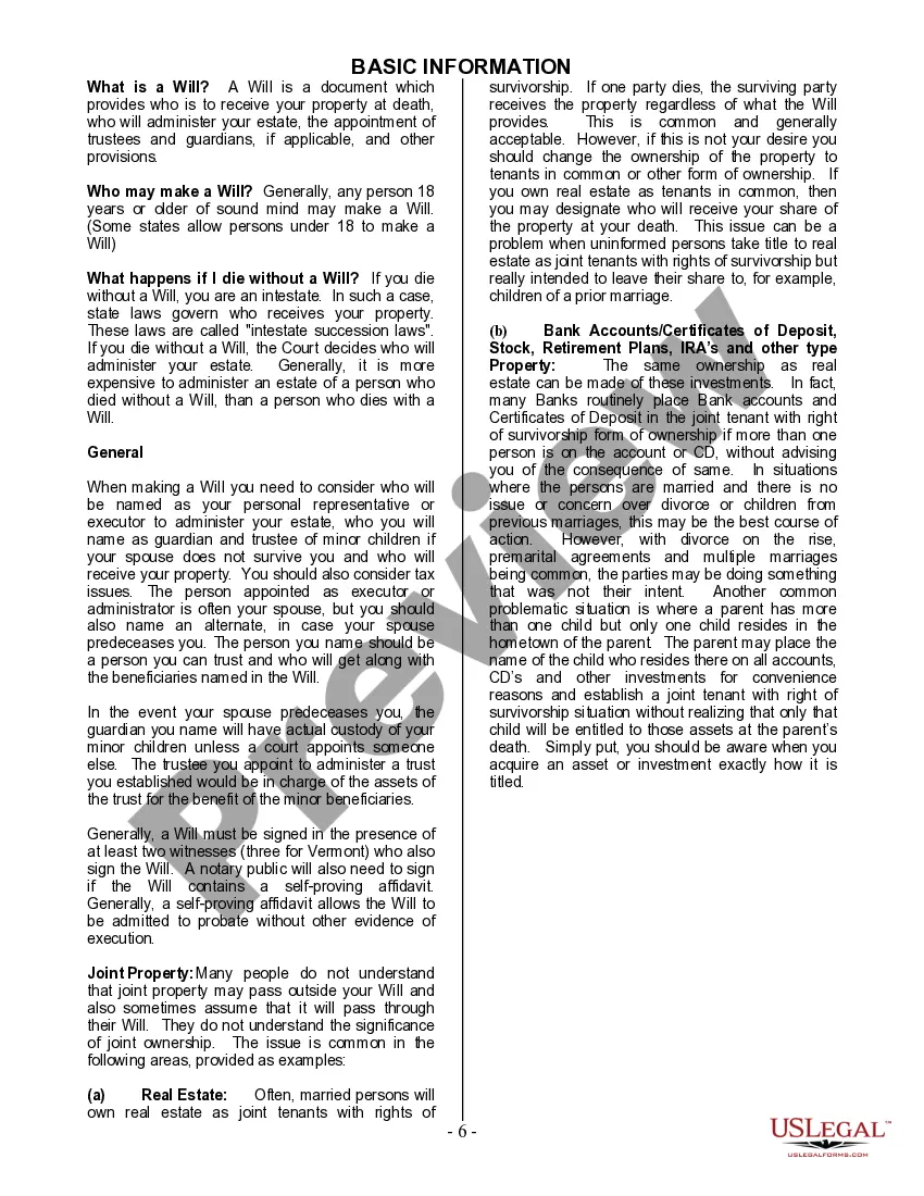 Preview Mutual Wills Package with Last Wills and Testaments for Married Couple with Adult Children