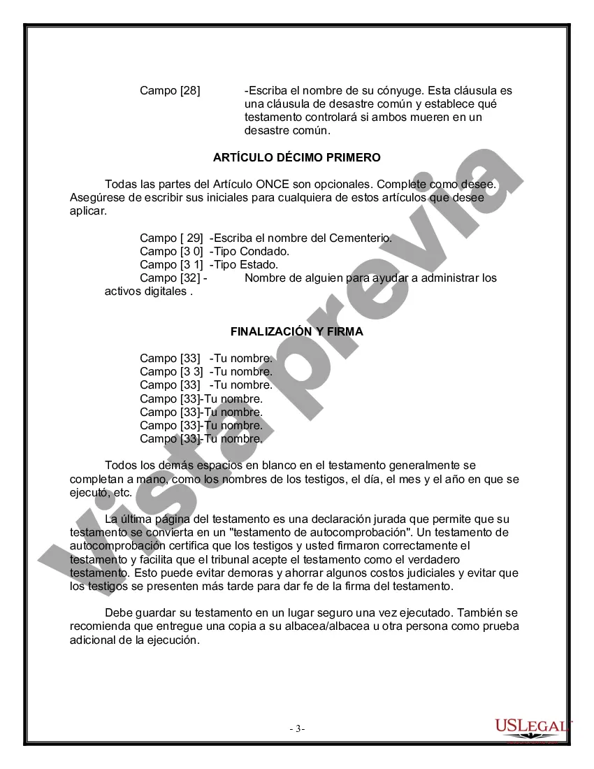 Preview Paquete de Voluntades Mutuas con Últimas Voluntades y Testamentos para Pareja Casada sin Hijos