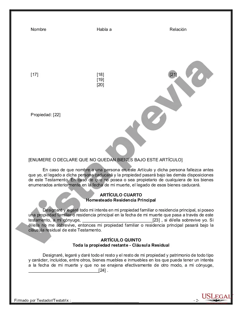 Preview Paquete de Voluntades Mutuas con Últimas Voluntades y Testamentos para Pareja Casada sin Hijos