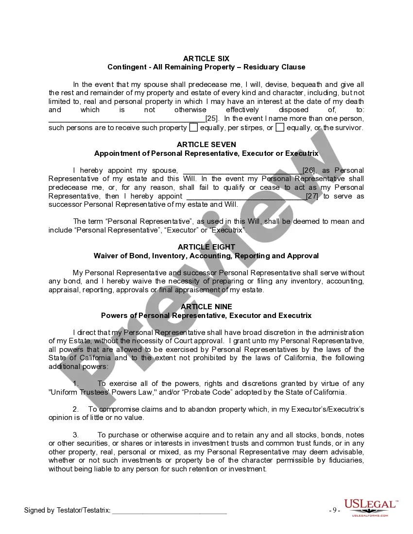 Preview Mutual Wills package with Last Wills and Testaments for Married Couple with No Children