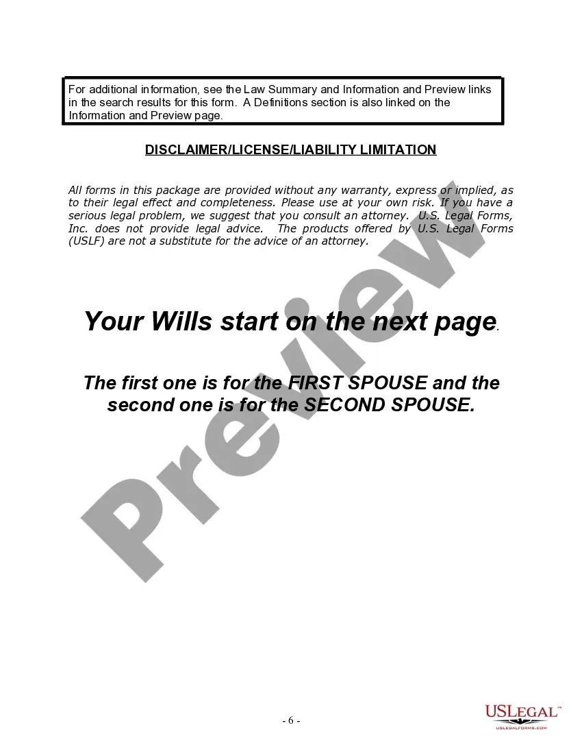 Preview Mutual Wills package with Last Wills and Testaments for Married Couple with No Children