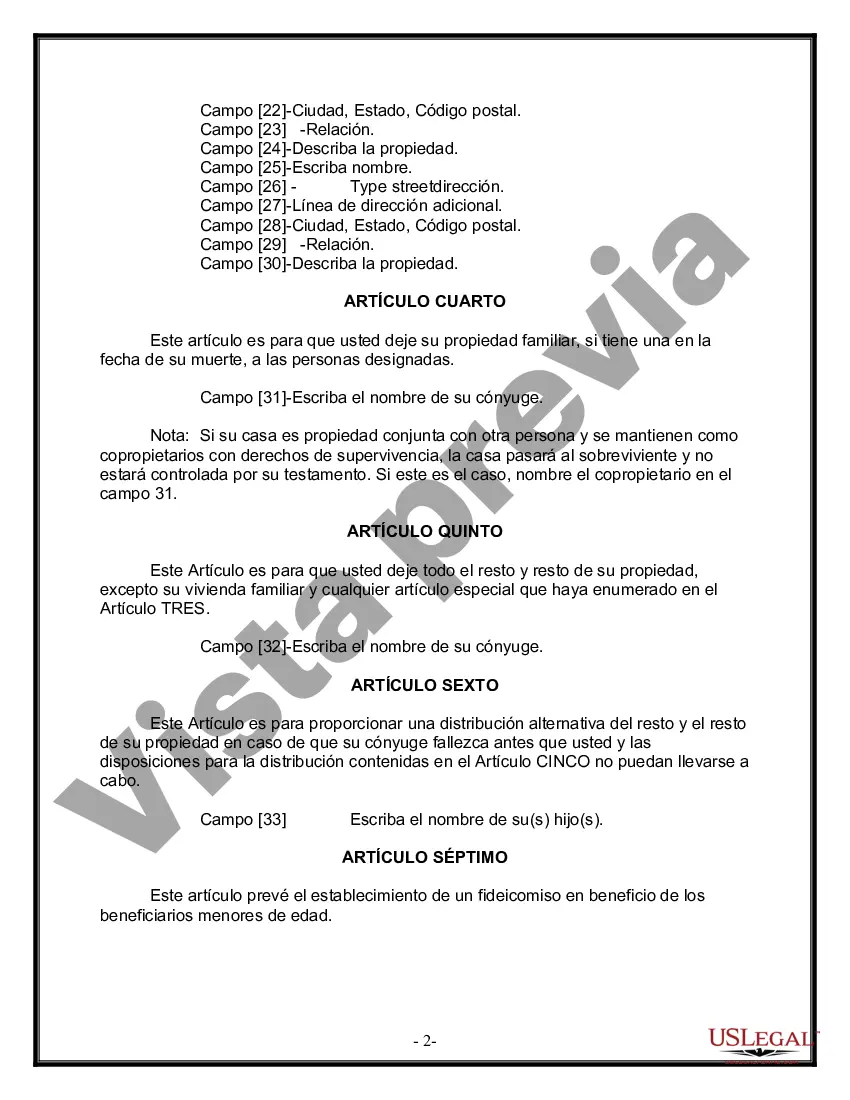 Preview Paquete de Voluntades Mutuas con Últimas Voluntades y Testamentos para Pareja Casada con Hijos Menores
