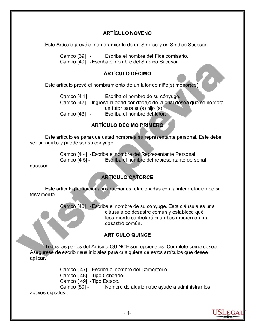 Preview Paquete de Voluntades Mutuas con Últimas Voluntades y Testamentos para Pareja Casada con Hijos Menores