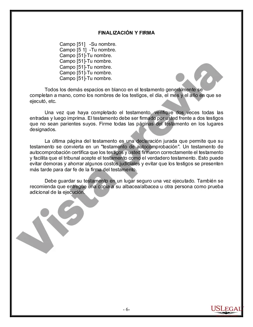 Preview Paquete de Voluntades Mutuas con Últimas Voluntades y Testamentos para Pareja Casada con Hijos Menores