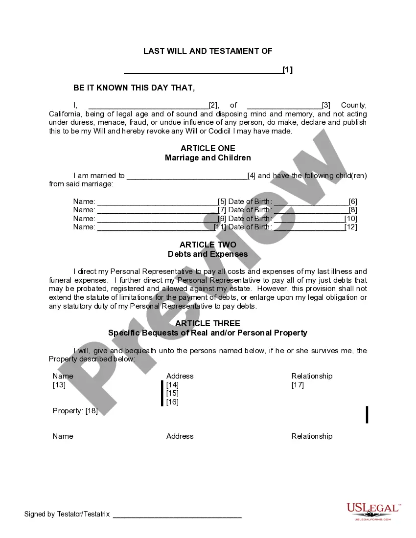 Preview Mutual Wills Package with Last Wills and Testaments for Married Couple with Minor Children