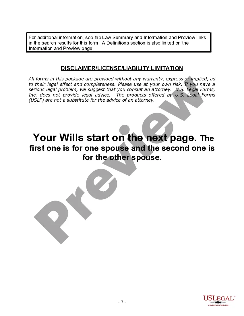 Preview Mutual Wills Package with Last Wills and Testaments for Married Couple with Minor Children