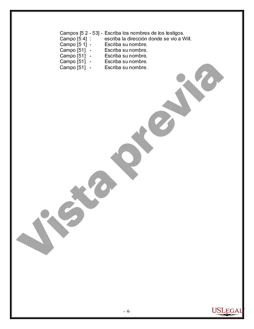 Preview Formulario Legal de Última Voluntad y Testamento para Persona Casada con Hijos Adultos y Menores