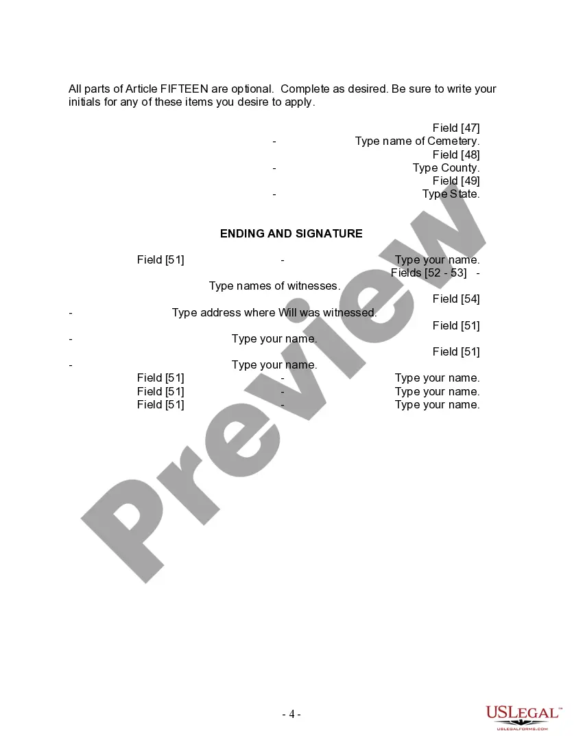 Preview Last Will and Testament for Married Person with Adult and Minor Children