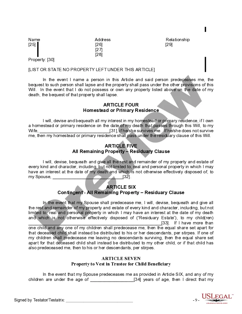Preview Mutual Wills Package with Last Wills and Testaments for Married Couple with Adult and Minor Children
