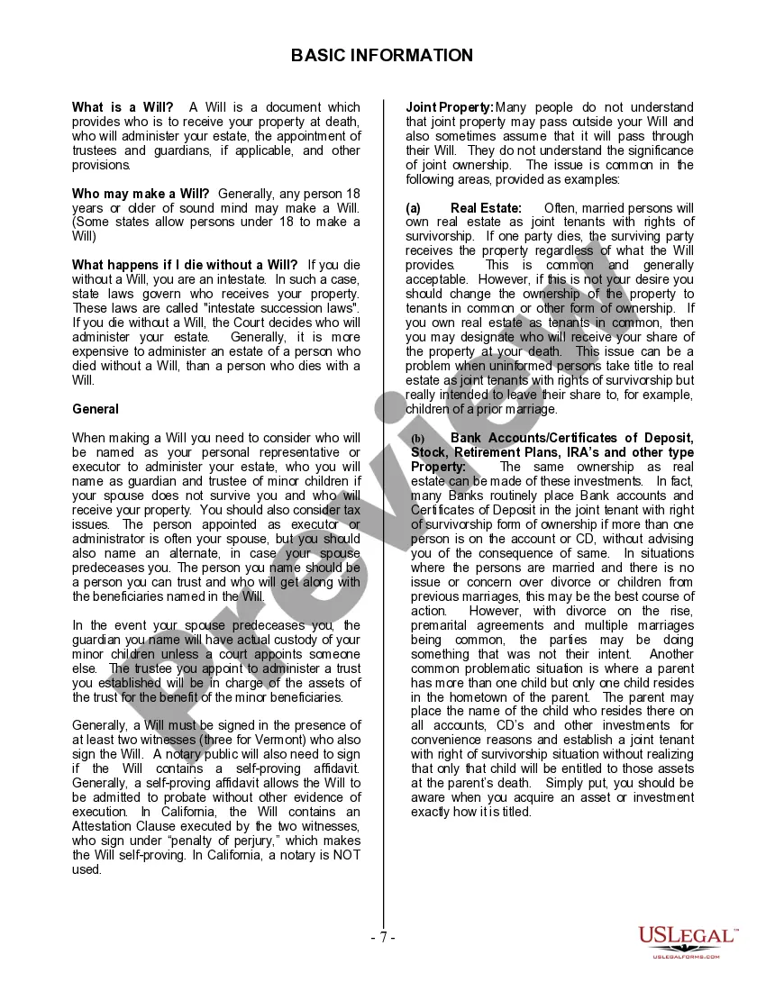 Preview Mutual Wills Package with Last Wills and Testaments for Married Couple with Adult and Minor Children