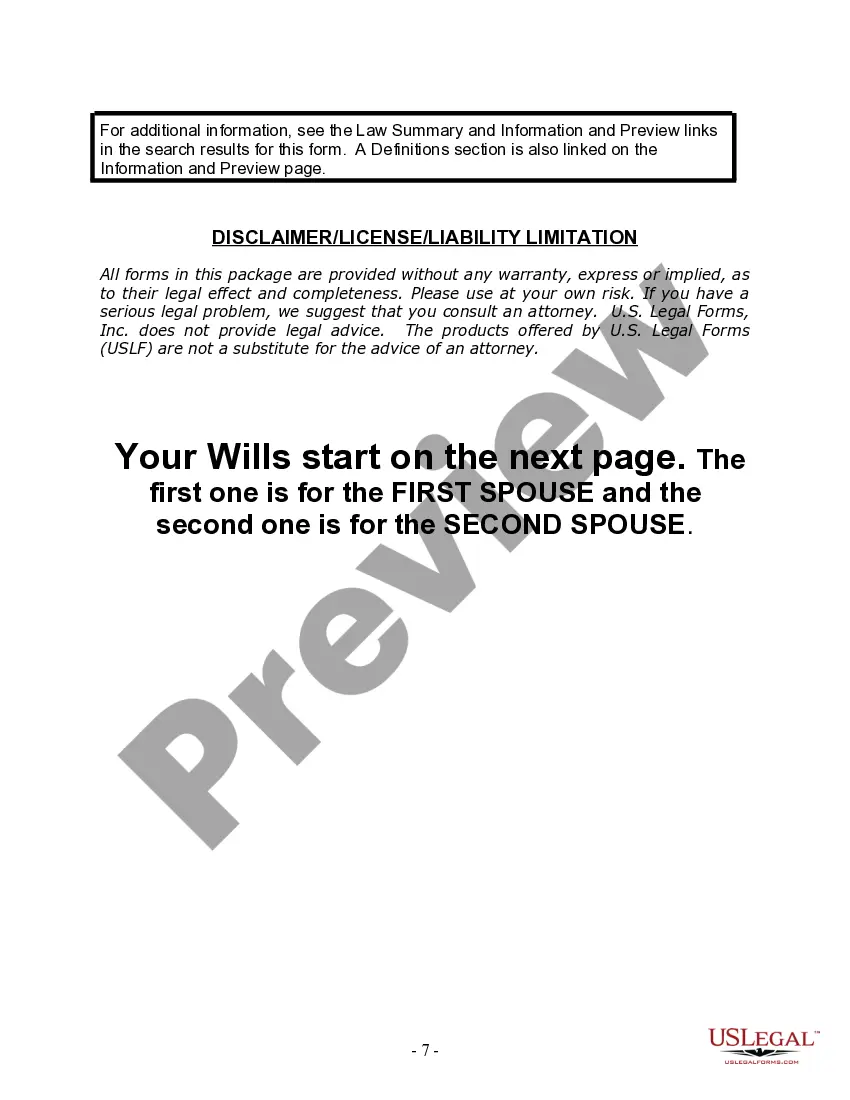 Preview Mutual Wills Package with Last Wills and Testaments for Married Couple with Adult and Minor Children