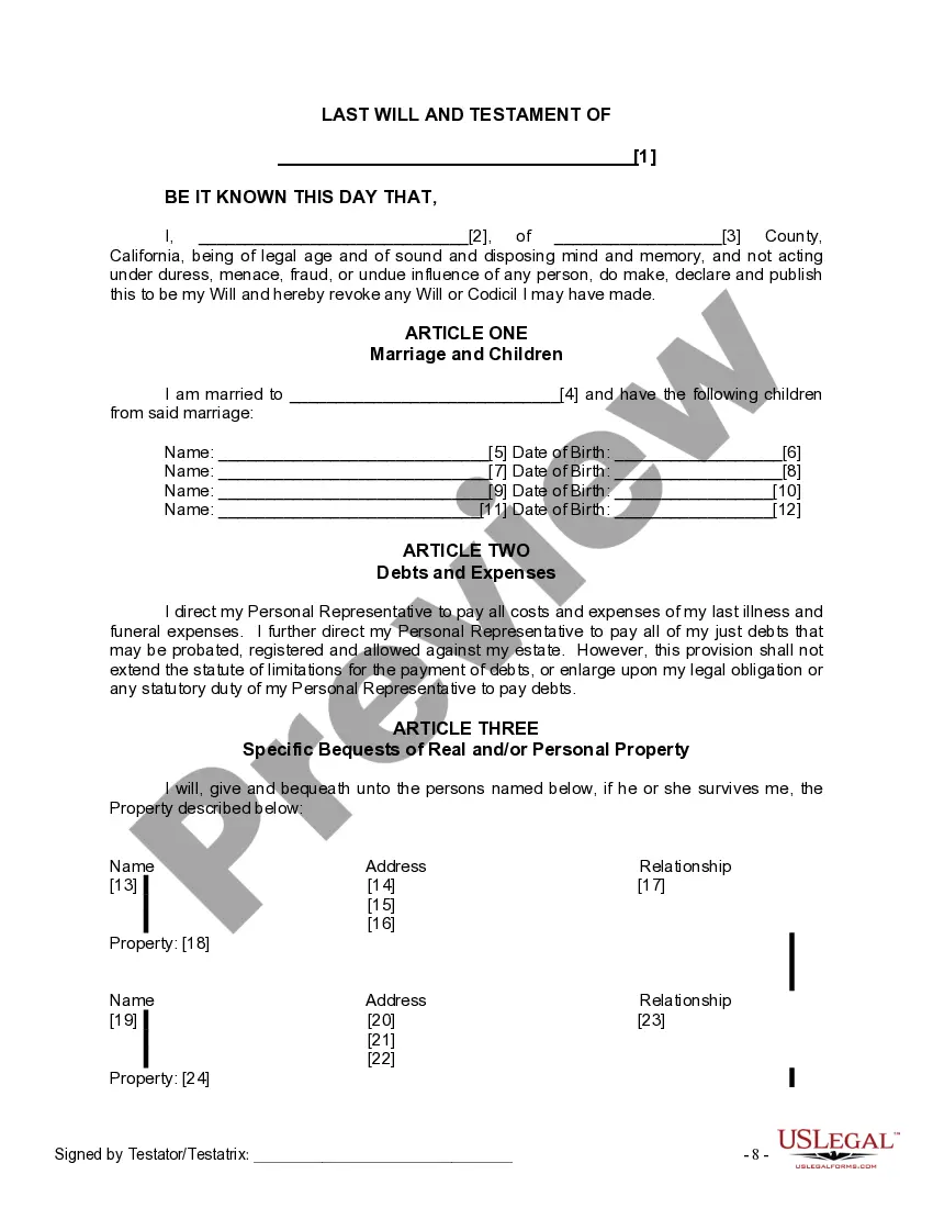 Preview Mutual Wills Package with Last Wills and Testaments for Married Couple with Adult and Minor Children