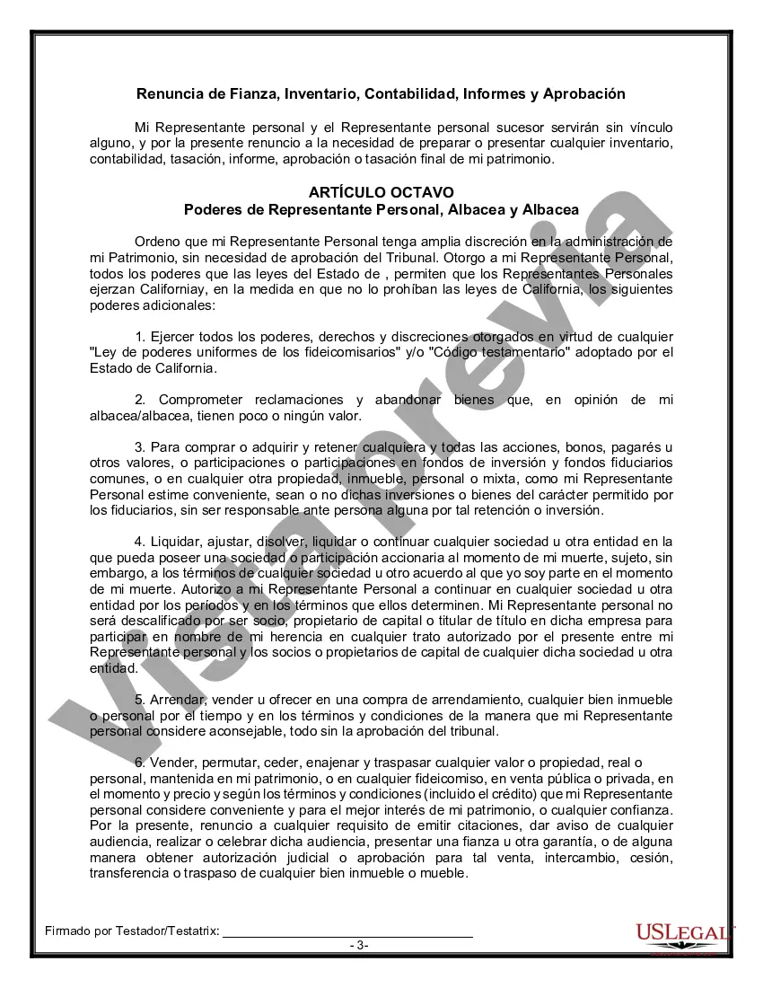 Preview Formulario de testamento y última voluntad legal para viuda o viudo con hijos adultos