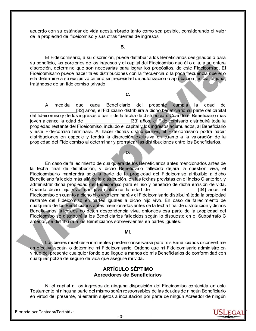 Preview Formulario Legal de Última Voluntad y Testamento para Viuda o Viudo con Hijos Menores