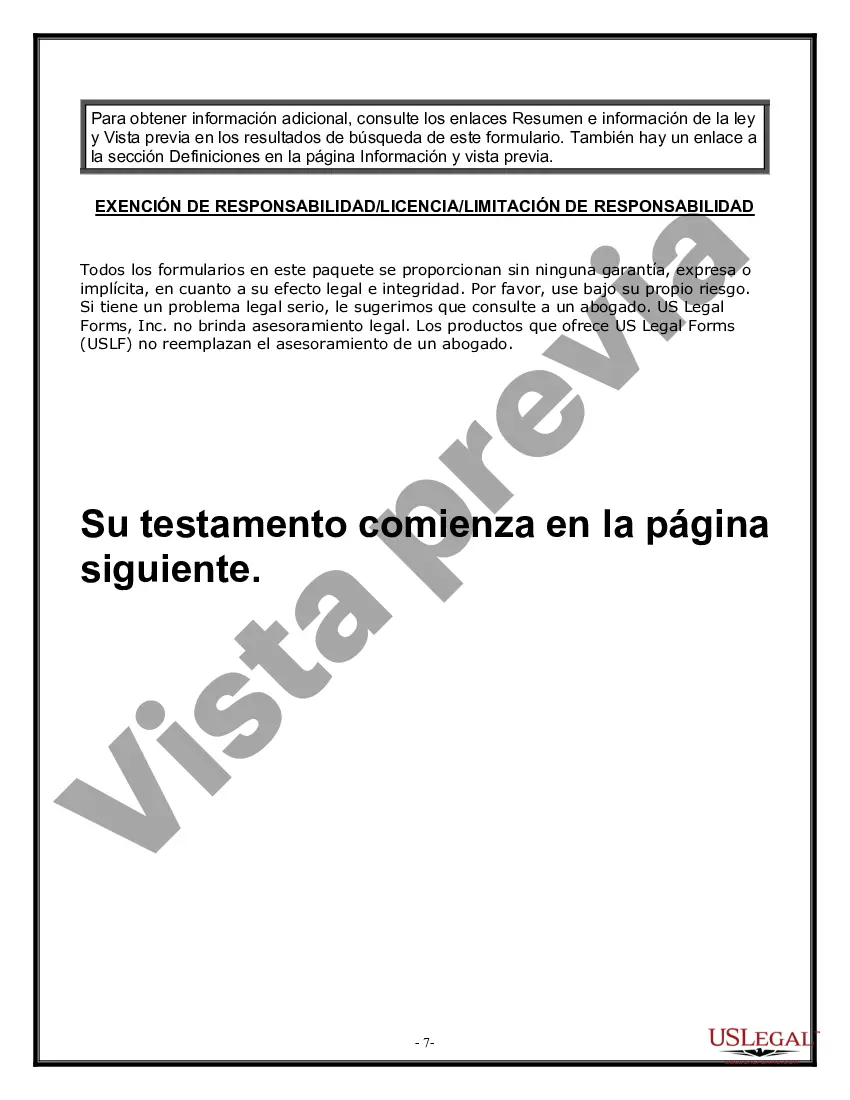 Preview Formulario Legal de Última Voluntad y Testamento para Viuda o Viudo con Hijos Menores