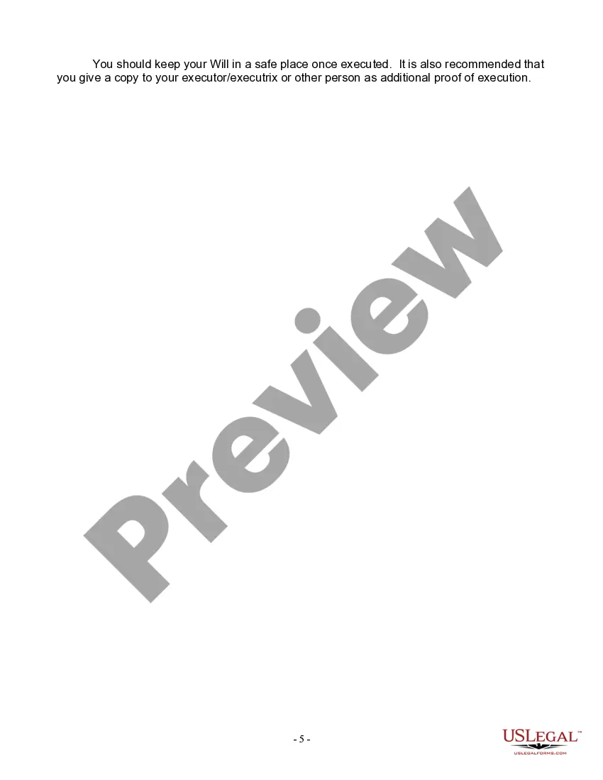 Preview Last Will and Testament for Widow or Widower with Minor Children