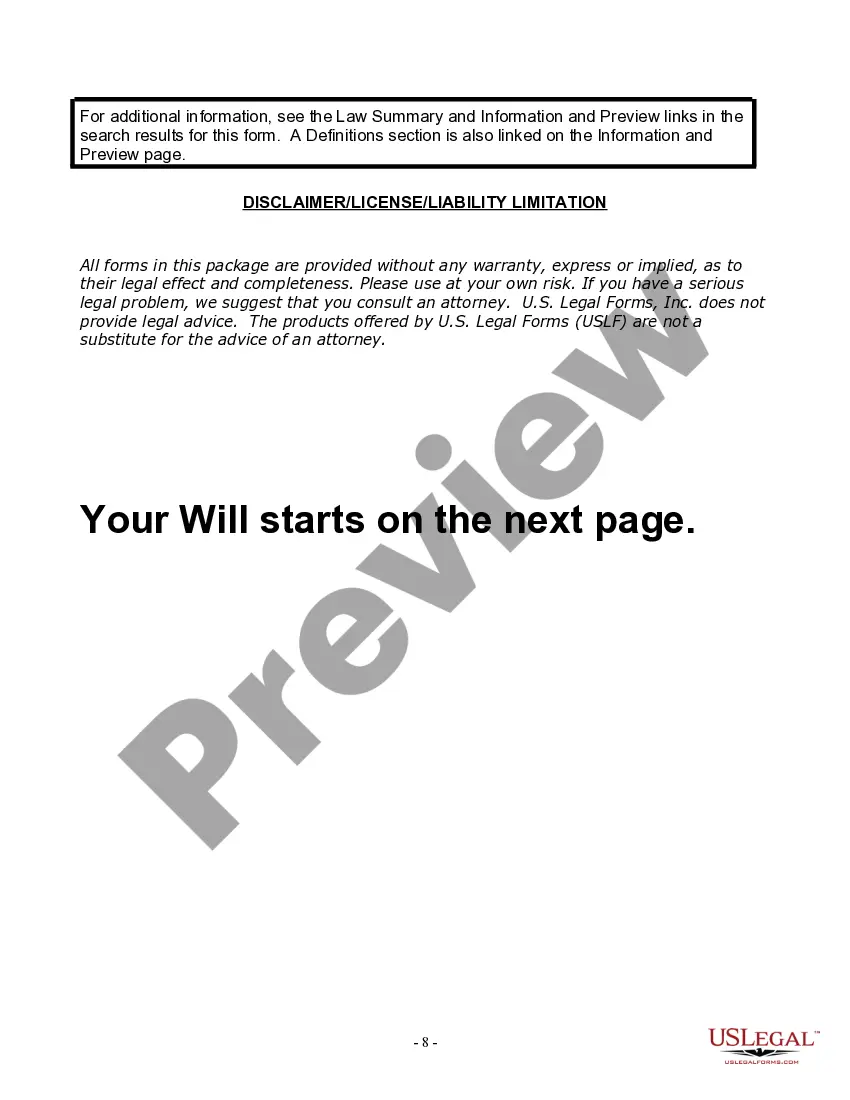 Preview Last Will and Testament for Widow or Widower with Minor Children