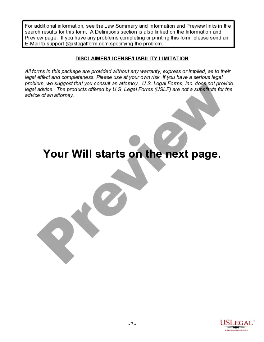 Preview Last Will for a Widow or Widower with no Children