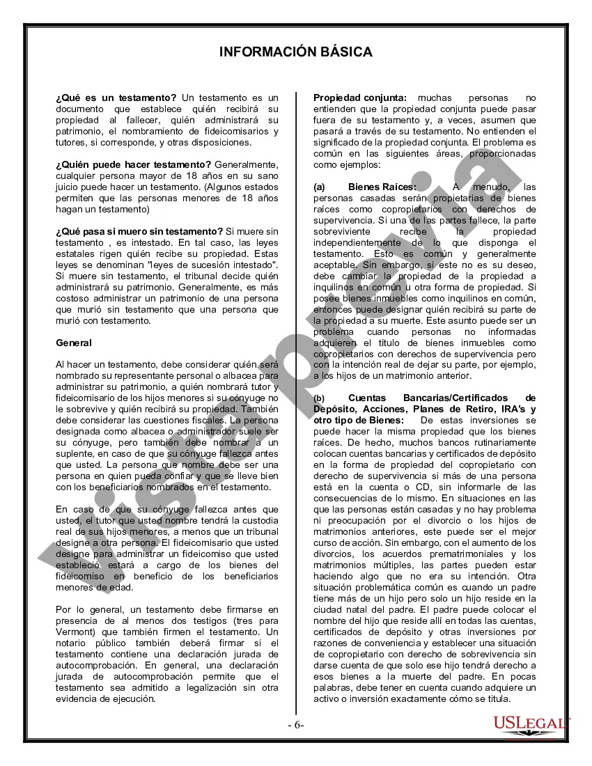 Preview Formulario Legal de Última Voluntad y Testamento para una Viuda o Viudo con Hijos Adultos y Menores