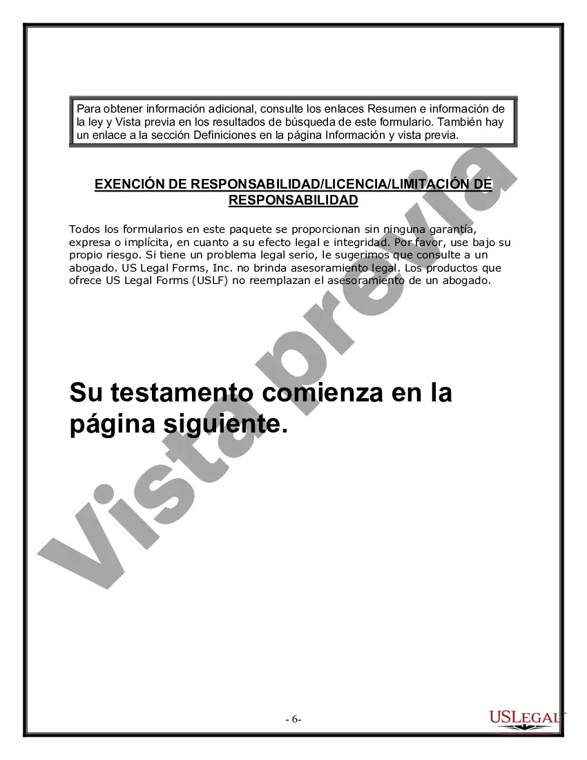 Preview Formulario Legal de Última Voluntad y Testamento para una Viuda o Viudo con Hijos Adultos y Menores