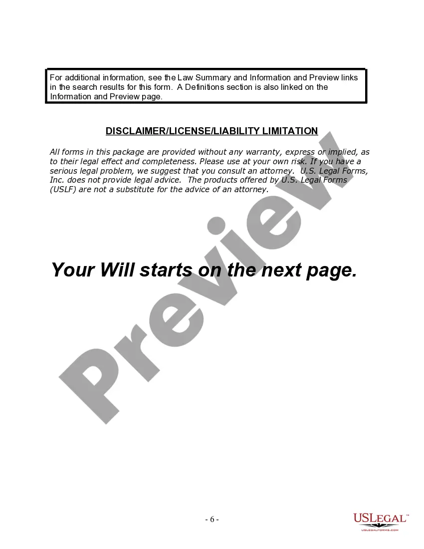 Preview Last Will and Testament for a Widow or Widower with Adult and Minor Children