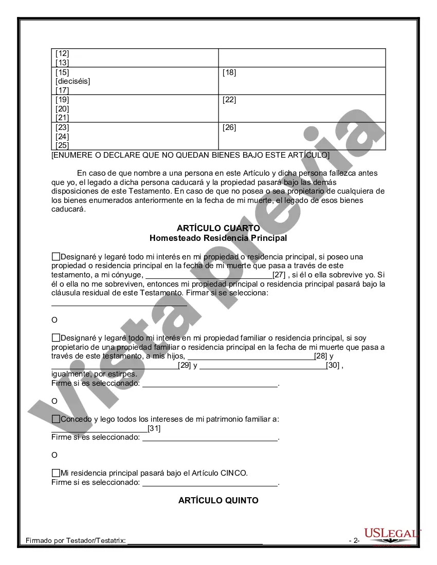 Preview Última voluntad y testamento para otras personas