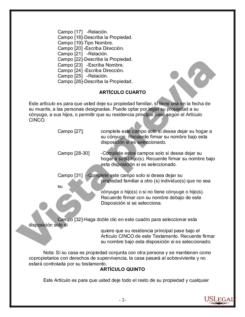 Preview Última voluntad y testamento para otras personas