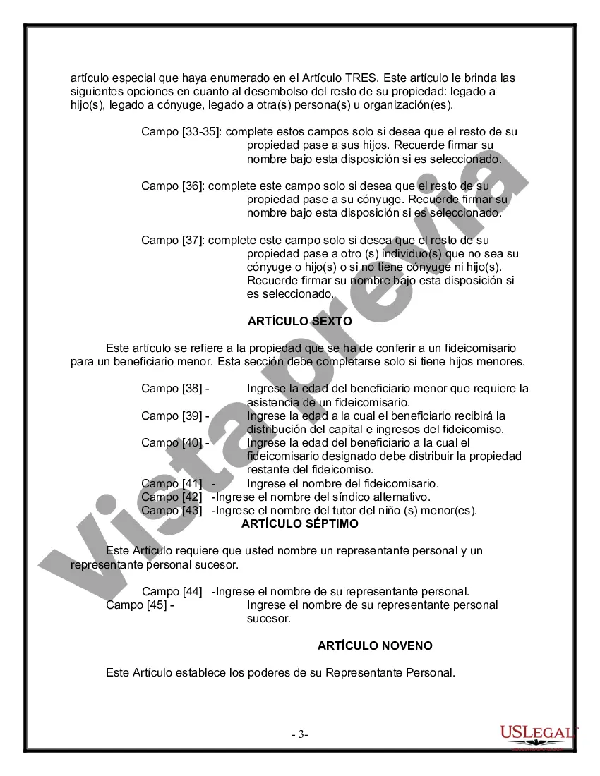 Preview Última voluntad y testamento para otras personas