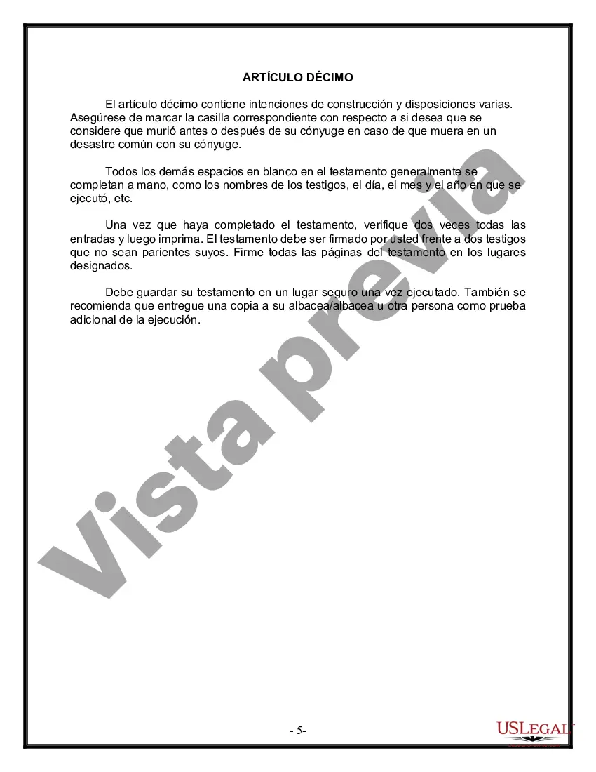 Preview Última voluntad y testamento para otras personas