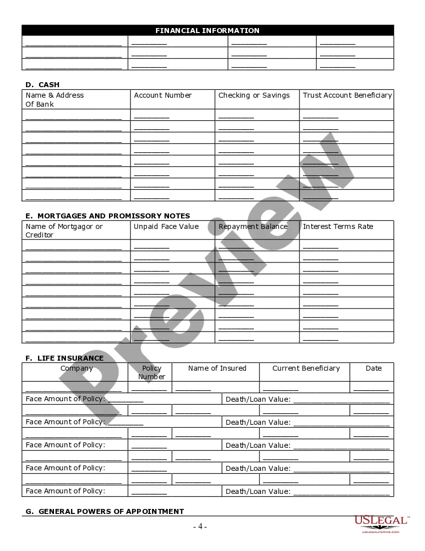 Get Estate Planning Questionnaire and Worksheets Preview Estate Planning Questionnaire and Worksheets