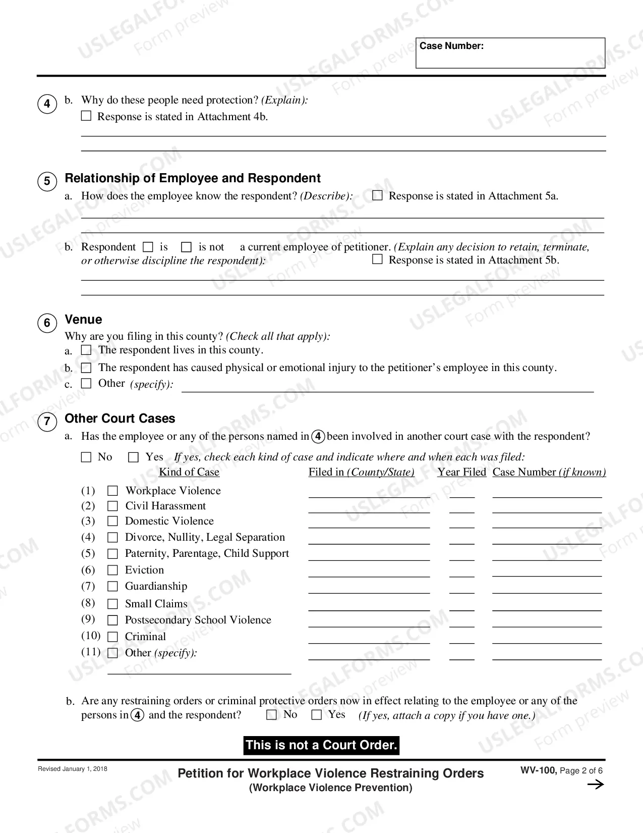 Preview Petition for Workplace Violence Restraining Orders
