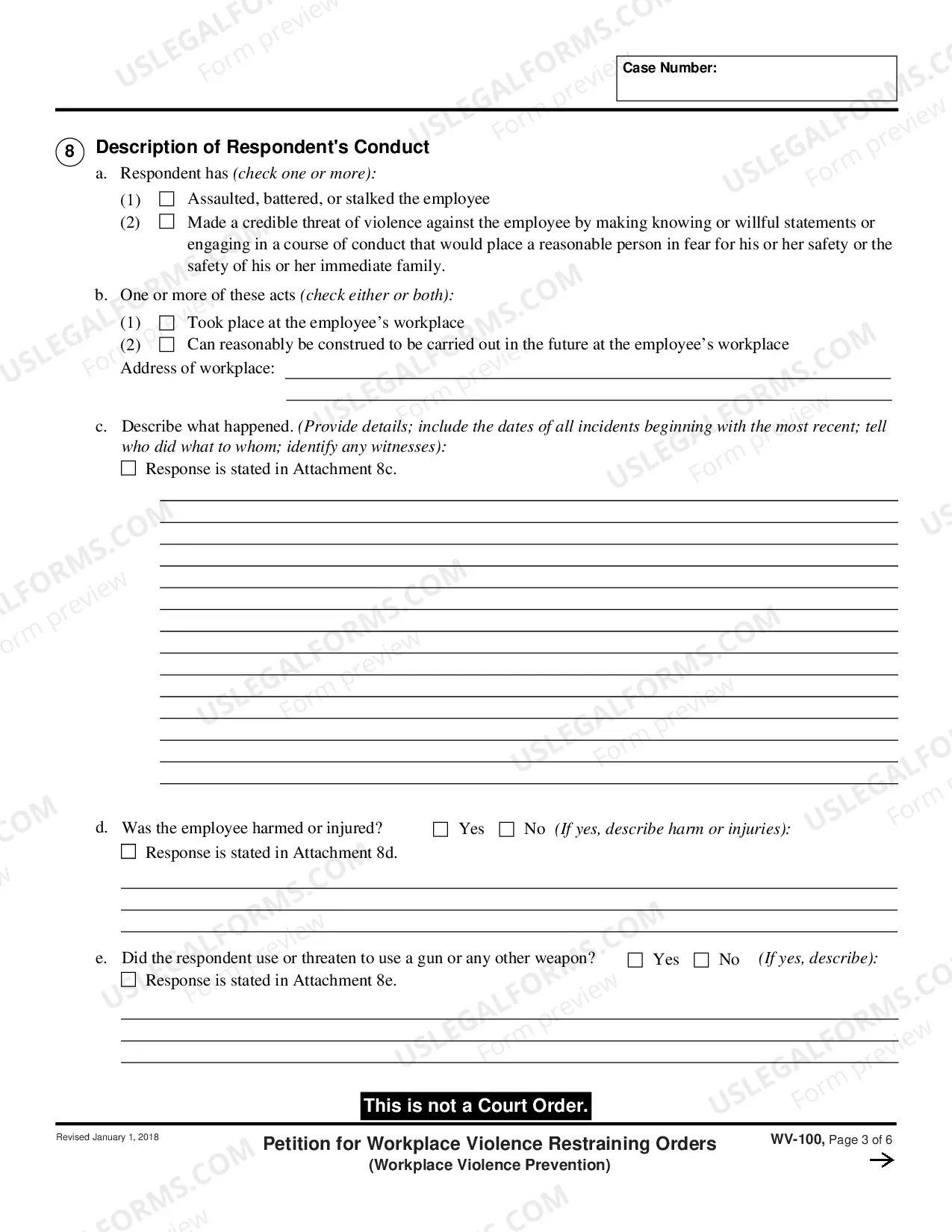 Preview Petition for Workplace Violence Restraining Orders