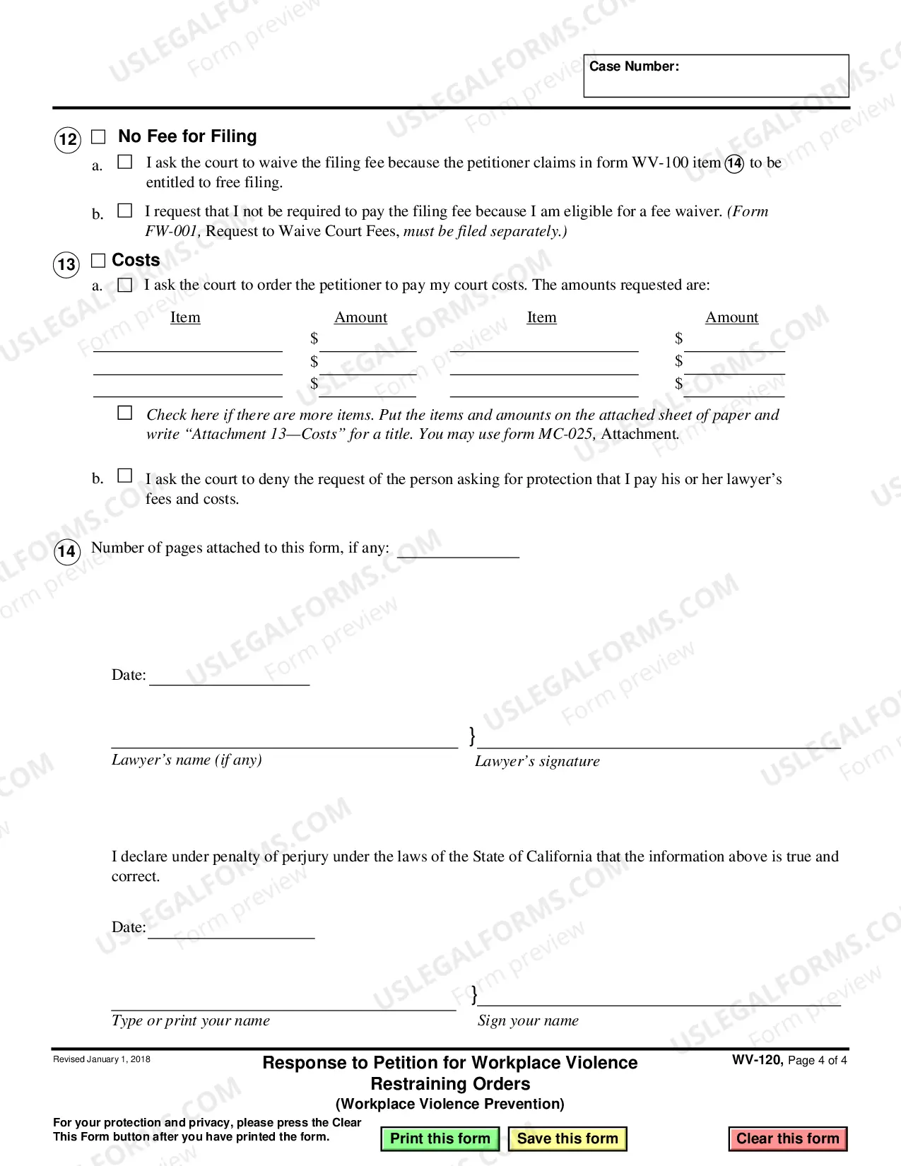 Preview Response to Petition for Workplace Violence Restraining Orders