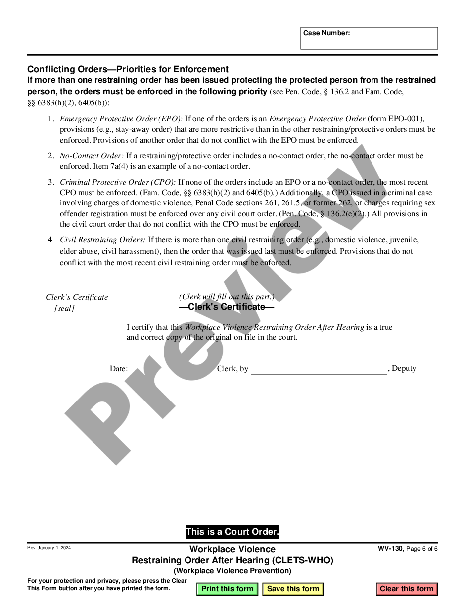 page 5 Workplace Violence Restraining Order After Hearing preview