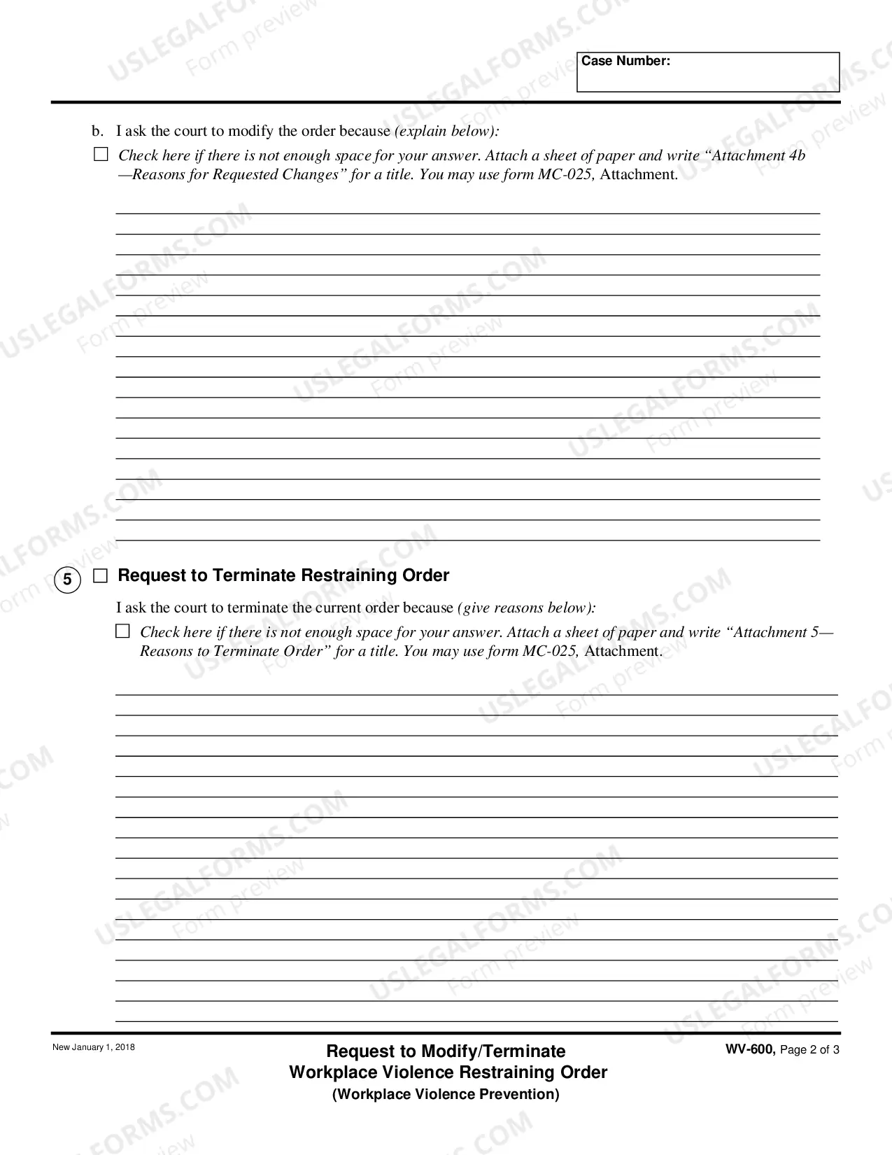 Preview Request to Modify or Terminate Workplace Violence Restraining Order