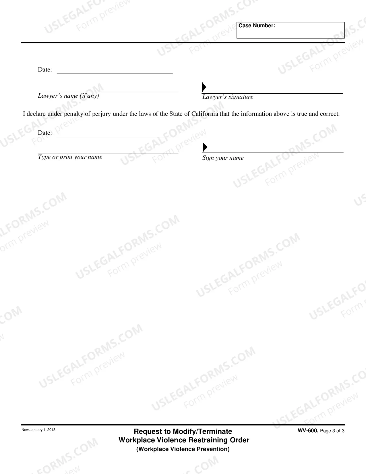 Preview Request to Modify or Terminate Workplace Violence Restraining Order