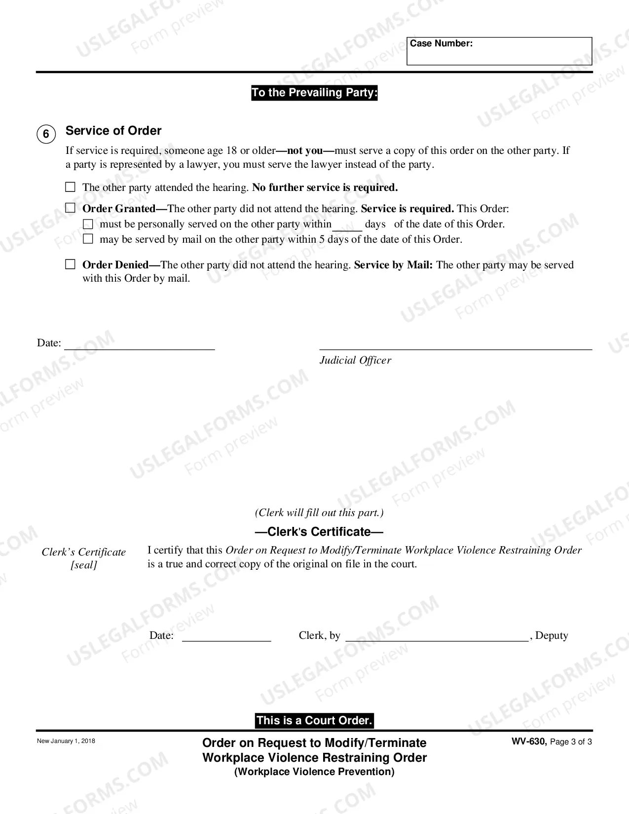 Preview Order on Request to Modify or Terminate Workplace Violence Restraining Order