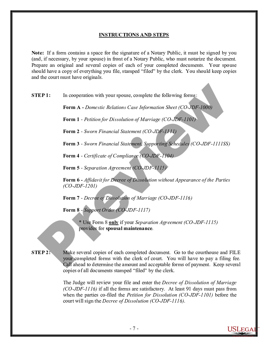 page 6 No-Fault Uncontested Agreed Divorce Package for Dissolution of Marriage with Adult Children and with or without Property and Debts preview
