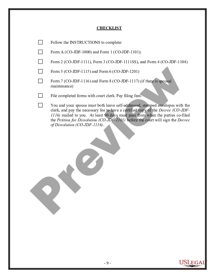 page 8 No-Fault Uncontested Agreed Divorce Package for Dissolution of Marriage with Adult Children and with or without Property and Debts preview
