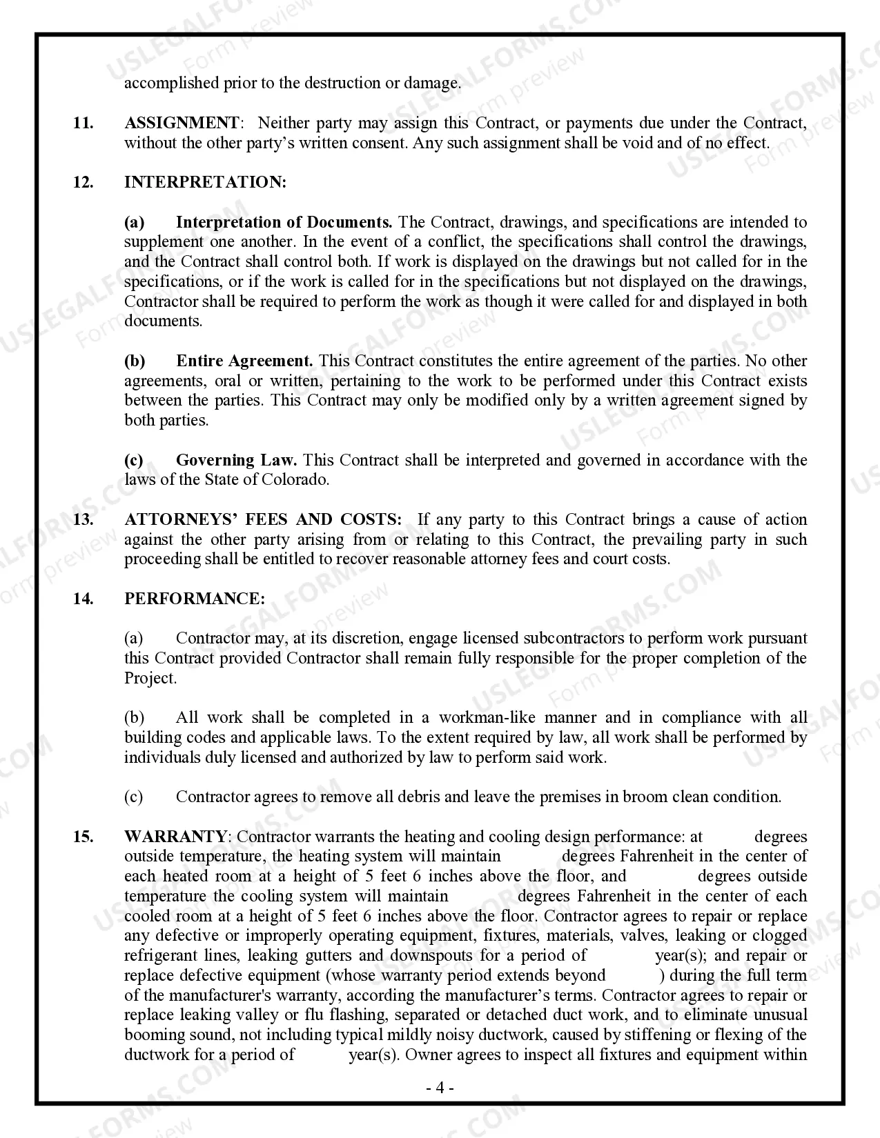 Preview HVAC Contract for Contractor