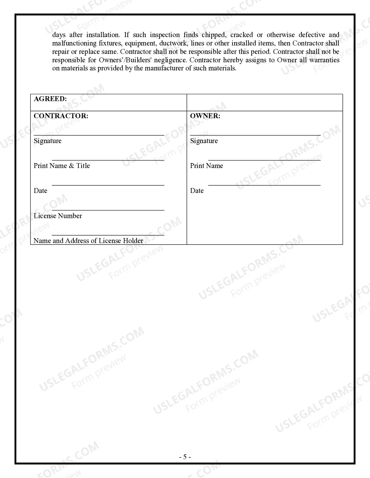 Preview HVAC Contract for Contractor