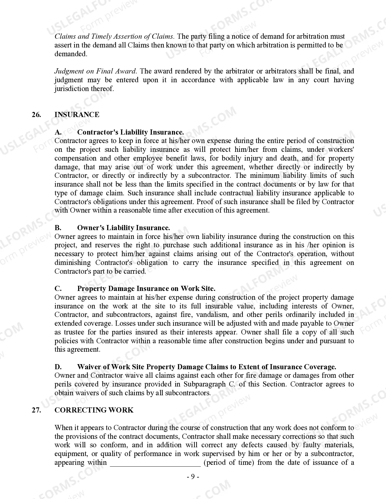 Preview Commercial Contract for Contractor