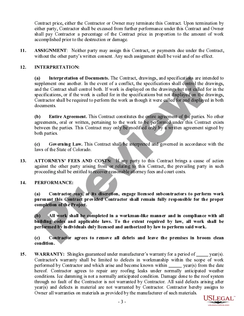 Preview Roofing Contract for Contractor