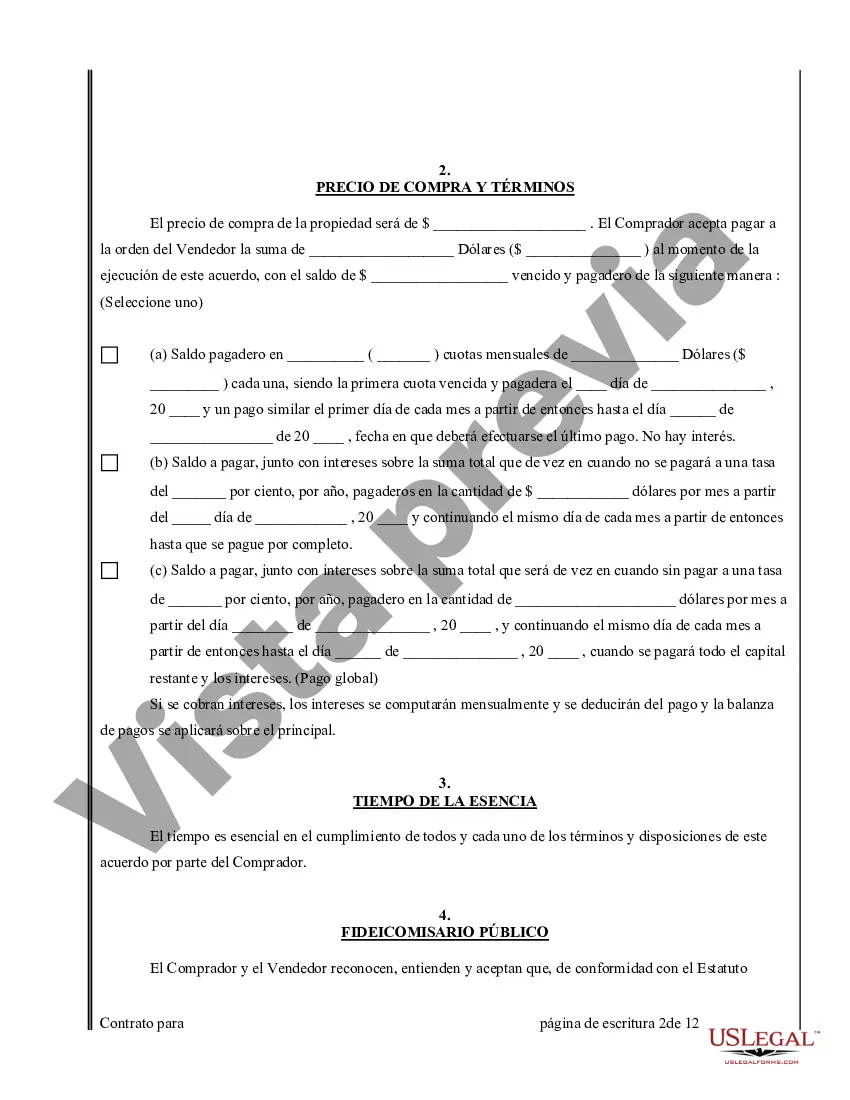 Preview Acuerdo o Contrato de Escritura de Venta y Compra de Bienes Raíces a/k/a Terreno o Contrato de Ejecución