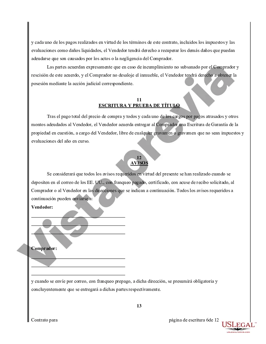 Preview Acuerdo o Contrato de Escritura de Venta y Compra de Bienes Raíces a/k/a Terreno o Contrato de Ejecución
