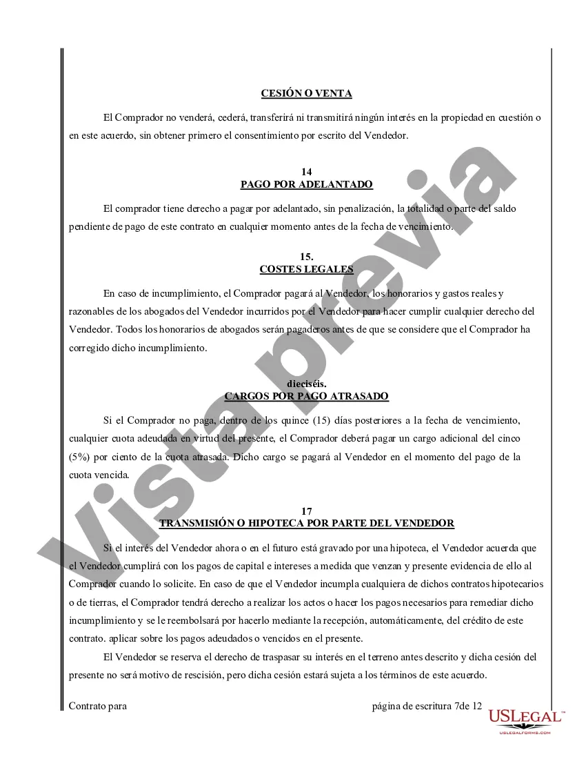 Preview Acuerdo o Contrato de Escritura de Venta y Compra de Bienes Raíces a/k/a Terreno o Contrato de Ejecución