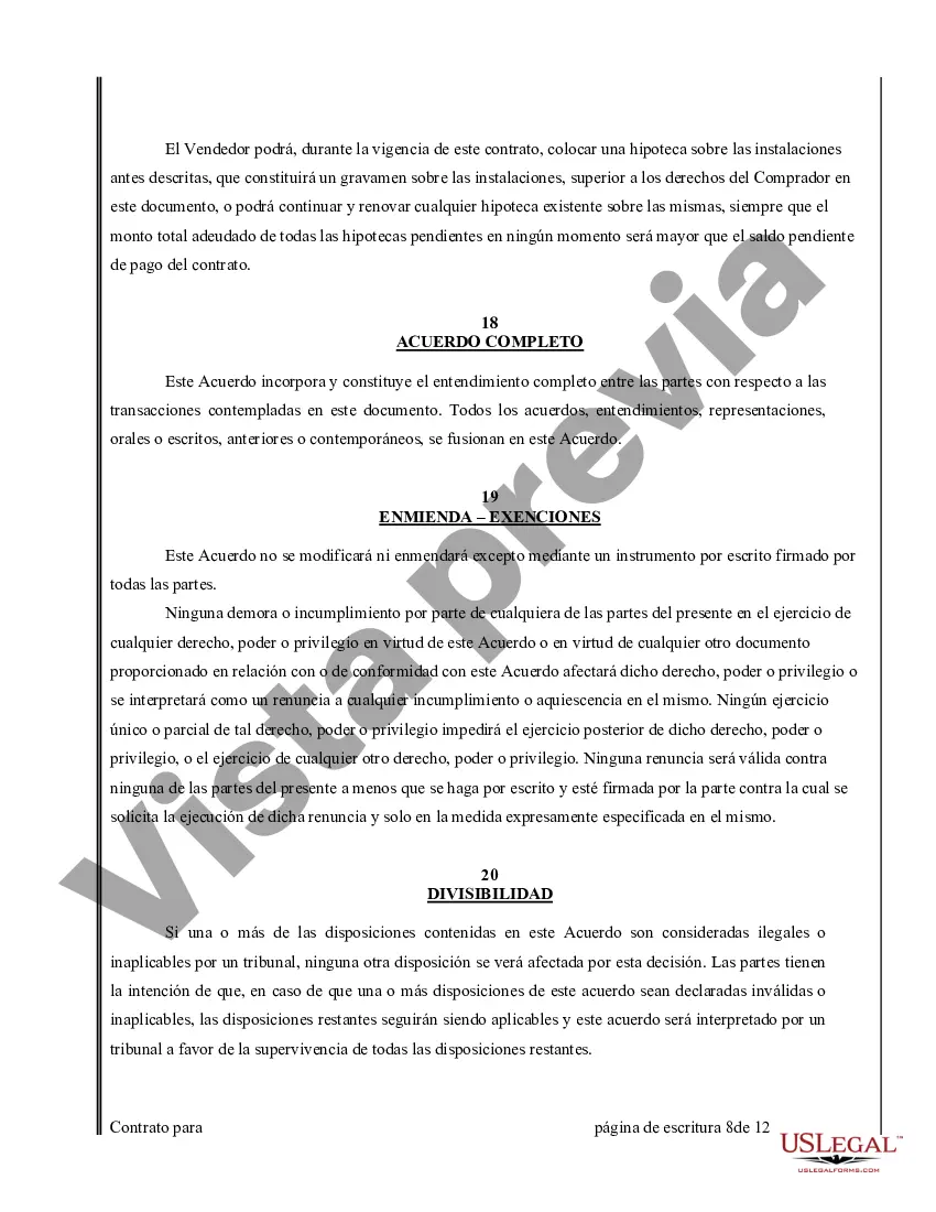 Preview Acuerdo o Contrato de Escritura de Venta y Compra de Bienes Raíces a/k/a Terreno o Contrato de Ejecución