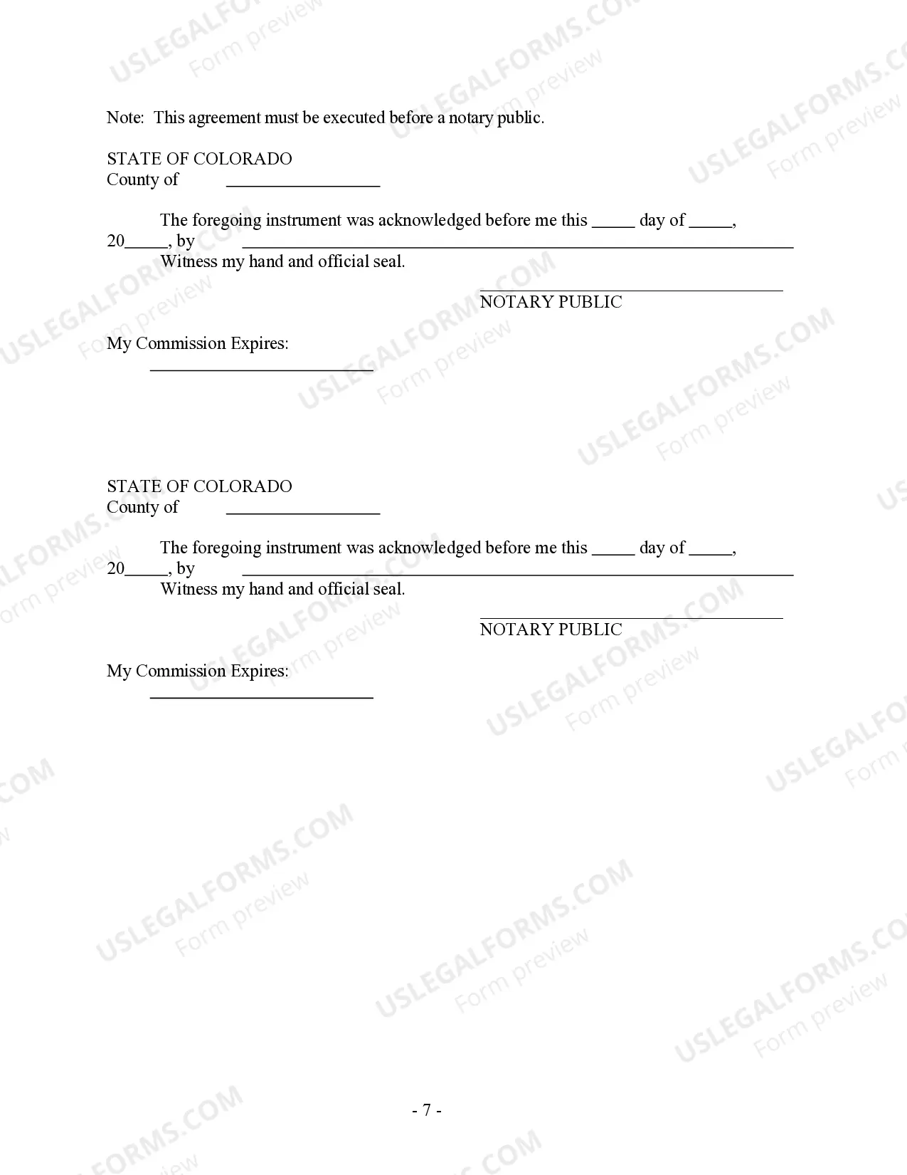 Preview Colorado Prenuptial Premarital Agreement without Financial Statements