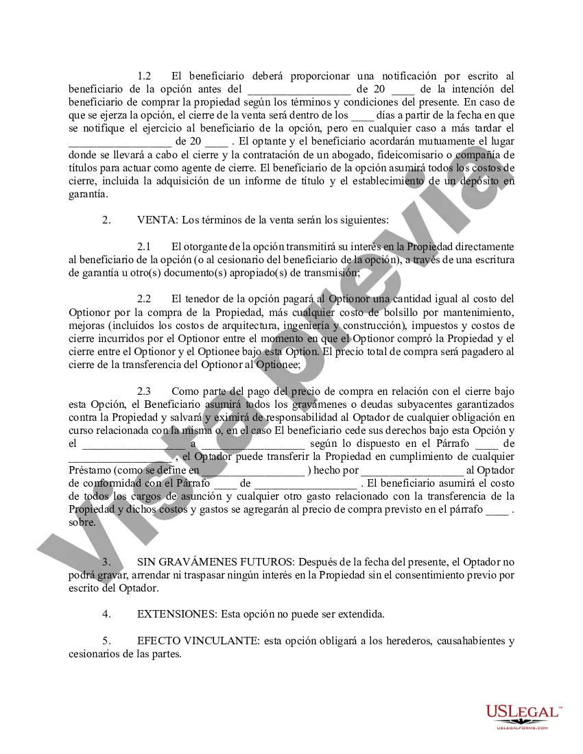 Preview Opción de Compra de Bienes Raíces